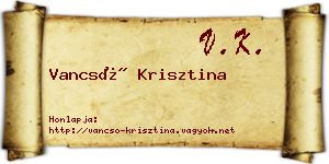 Vancsó Krisztina névjegykártya